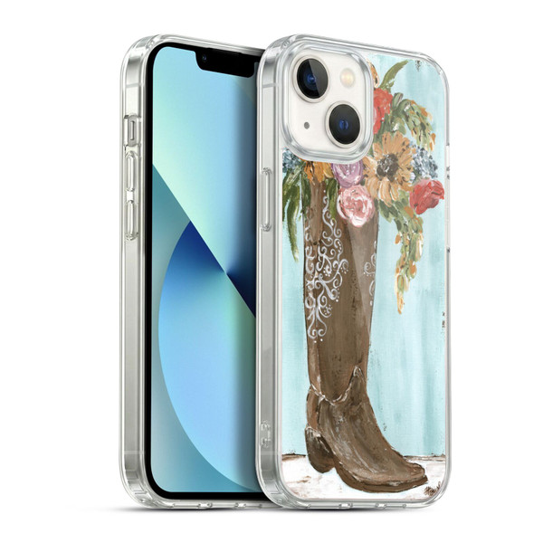 Haley Bush Floral Painting Boot Soft Gel Case for Apple iPhone 13