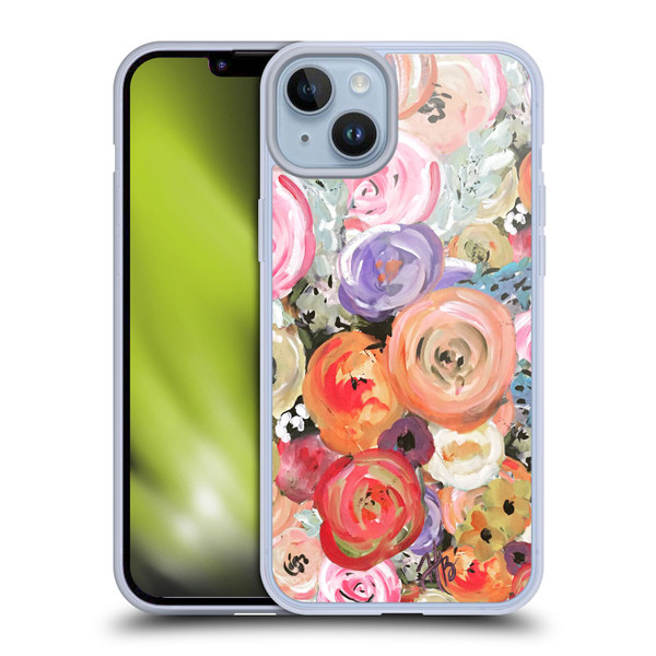 Haley Bush Floral Painting Colorful Soft Gel Case for Apple iPhone 14 Plus