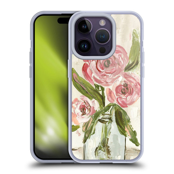 Haley Bush Floral Painting Pink Vase Soft Gel Case for Apple iPhone 14 Pro
