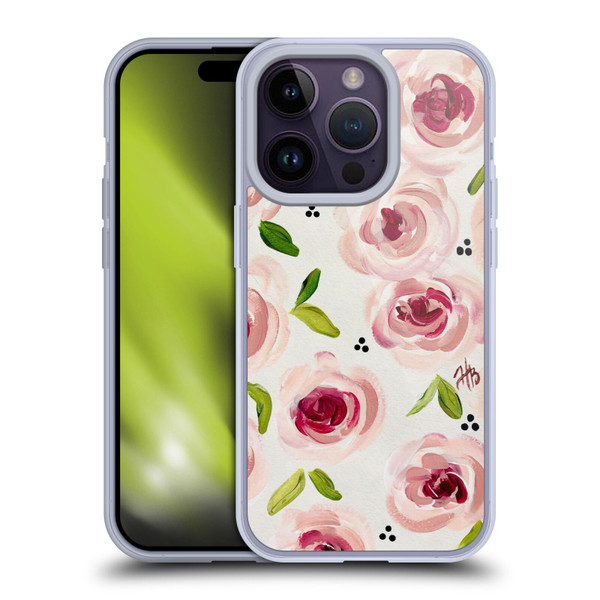 Haley Bush Floral Painting Pink Pattern Soft Gel Case for Apple iPhone 14 Pro