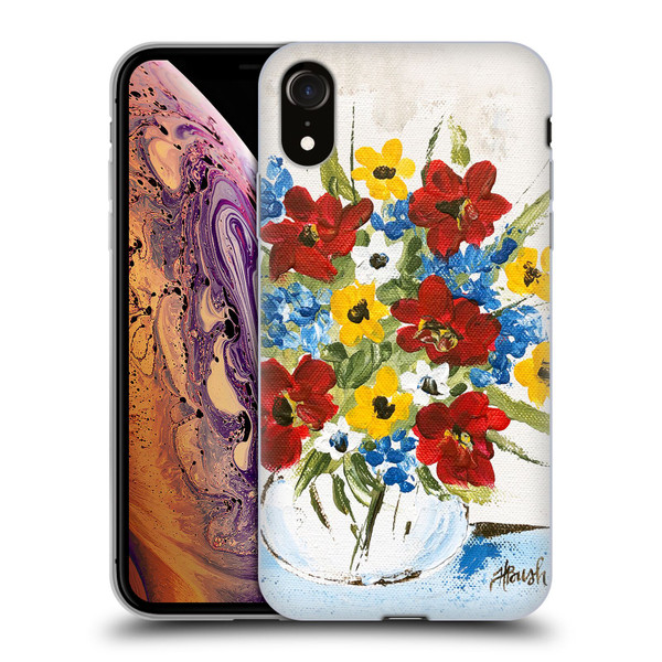 Haley Bush Floral Painting Patriotic Soft Gel Case for Apple iPhone XR