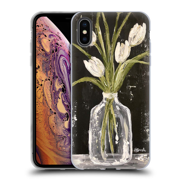 Haley Bush Floral Painting White Tulips In Glass Jar Soft Gel Case for Apple iPhone XS Max