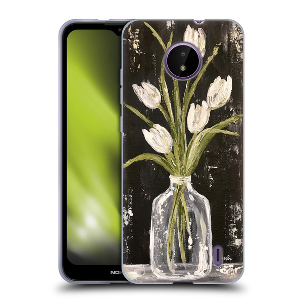 Haley Bush Floral Painting White Tulips In Glass Jar Soft Gel Case for Nokia C10 / C20