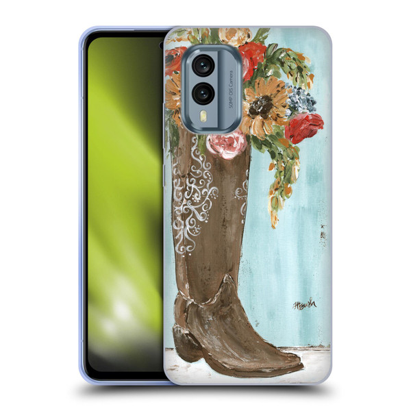 Haley Bush Floral Painting Boot Soft Gel Case for Nokia X30