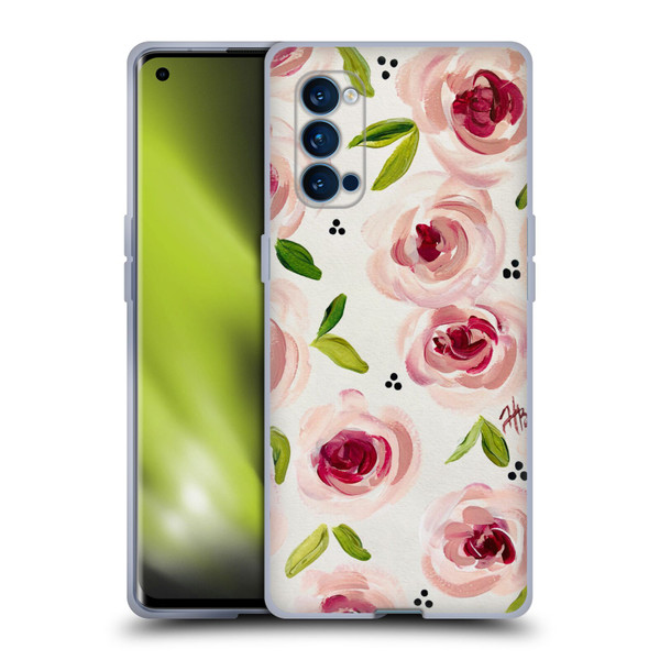 Haley Bush Floral Painting Pink Pattern Soft Gel Case for OPPO Reno 4 Pro 5G