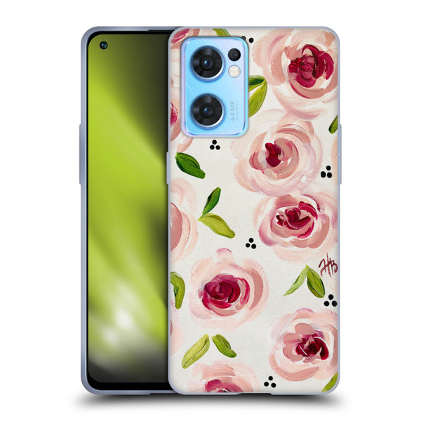 Haley Bush Floral Painting Pink Pattern Soft Gel Case for OPPO Reno7 5G / Find X5 Lite