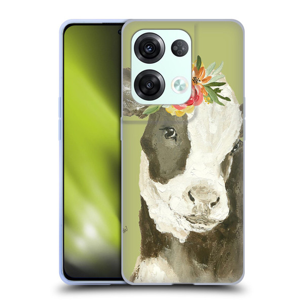Haley Bush Floral Painting Holstein Cow Soft Gel Case for OPPO Reno8 Pro