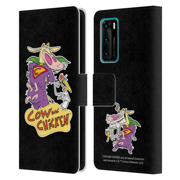 Cow and Chicken Graphics Super Cow Leather Book Wallet Case Cover For Huawei P40 5G