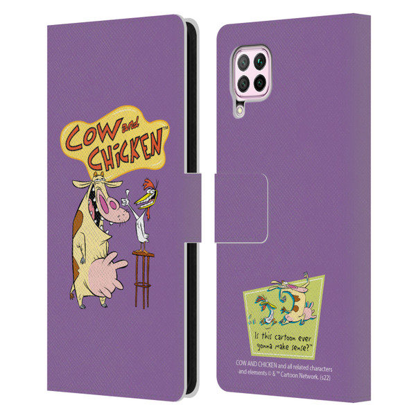 Cow and Chicken Graphics Character Art Leather Book Wallet Case Cover For Huawei Nova 6 SE / P40 Lite
