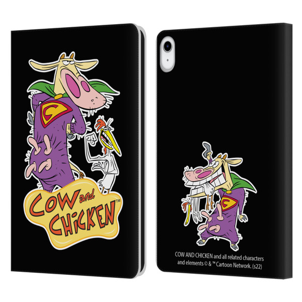 Cow and Chicken Graphics Super Cow Leather Book Wallet Case Cover For Apple iPad 10.9 (2022)