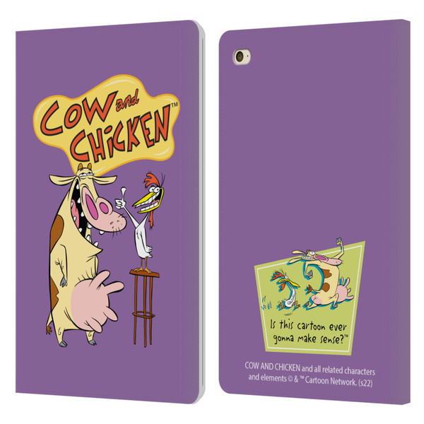 Cow and Chicken Graphics Character Art Leather Book Wallet Case Cover For Apple iPad mini 4