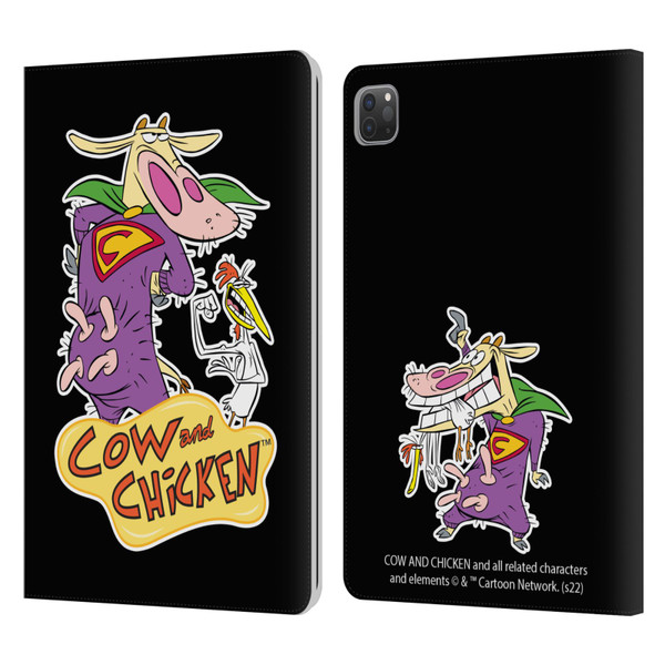 Cow and Chicken Graphics Super Cow Leather Book Wallet Case Cover For Apple iPad Pro 11 2020 / 2021 / 2022