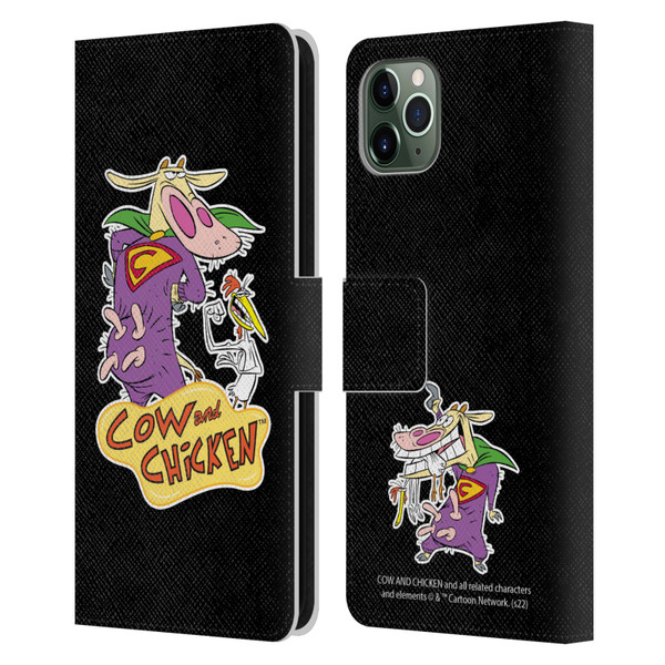 Cow and Chicken Graphics Super Cow Leather Book Wallet Case Cover For Apple iPhone 11 Pro Max