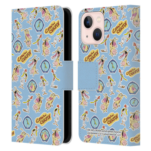 Cow and Chicken Graphics Pattern Leather Book Wallet Case Cover For Apple iPhone 13 Mini