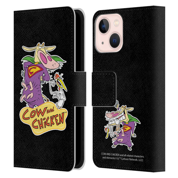 Cow and Chicken Graphics Super Cow Leather Book Wallet Case Cover For Apple iPhone 13 Mini