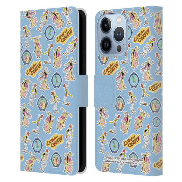 Cow and Chicken Graphics Pattern Leather Book Wallet Case Cover For Apple iPhone 13 Pro