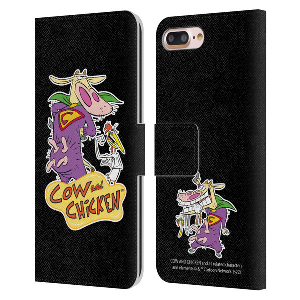 Cow and Chicken Graphics Super Cow Leather Book Wallet Case Cover For Apple iPhone 7 Plus / iPhone 8 Plus