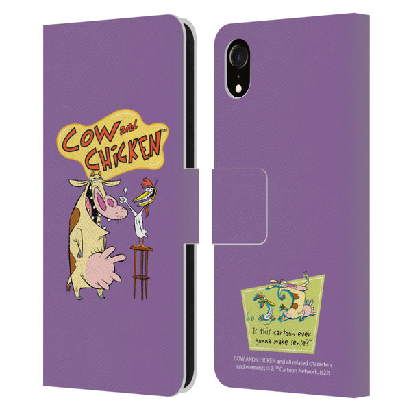 Cow and Chicken Graphics Character Art Leather Book Wallet Case Cover For Apple iPhone XR