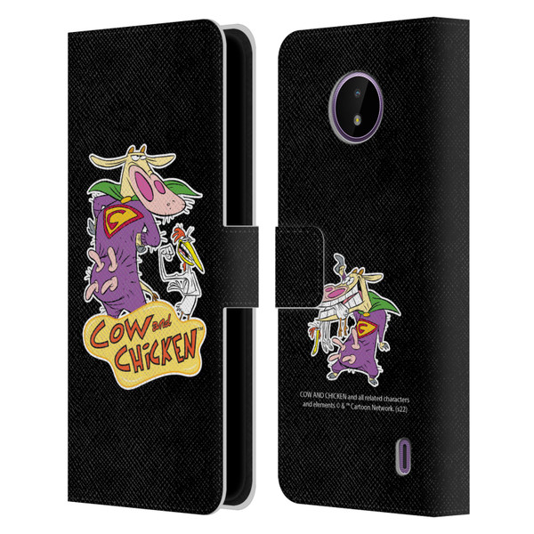 Cow and Chicken Graphics Super Cow Leather Book Wallet Case Cover For Nokia C10 / C20