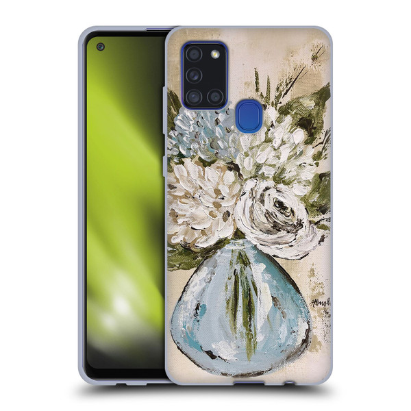 Haley Bush Floral Painting Blue And White Vase Soft Gel Case for Samsung Galaxy A21s (2020)