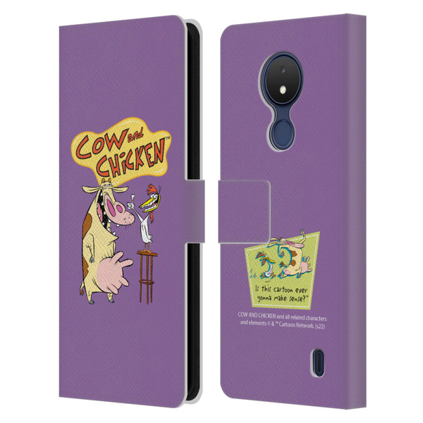 Cow and Chicken Graphics Character Art Leather Book Wallet Case Cover For Nokia C21