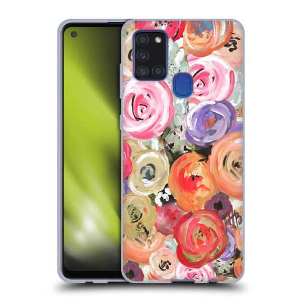 Haley Bush Floral Painting Colorful Soft Gel Case for Samsung Galaxy A21s (2020)