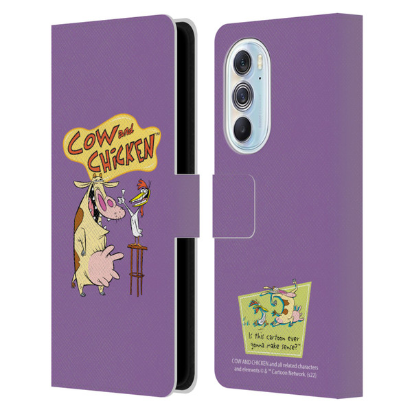 Cow and Chicken Graphics Character Art Leather Book Wallet Case Cover For Motorola Edge X30