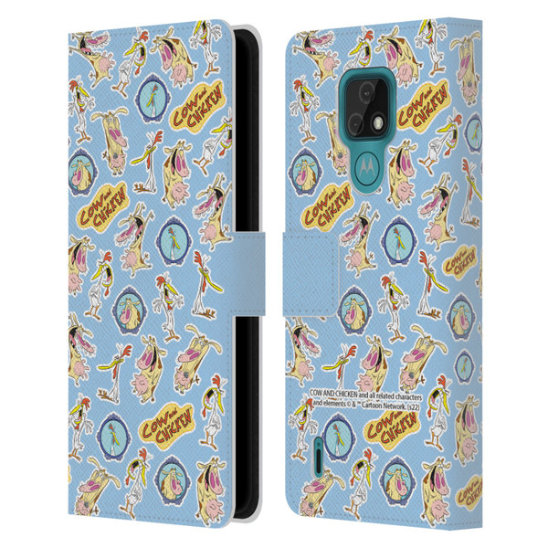 Cow and Chicken Graphics Pattern Leather Book Wallet Case Cover For Motorola Moto E7