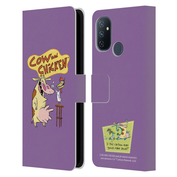 Cow and Chicken Graphics Character Art Leather Book Wallet Case Cover For OnePlus Nord N100