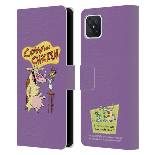 Cow and Chicken Graphics Character Art Leather Book Wallet Case Cover For OPPO Reno4 Z 5G