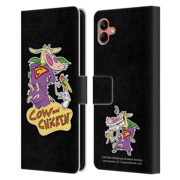 Cow and Chicken Graphics Super Cow Leather Book Wallet Case Cover For Samsung Galaxy A04 (2022)