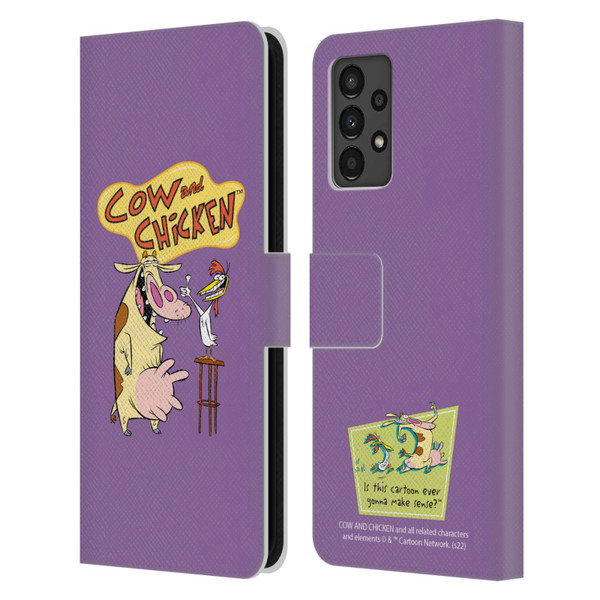 Cow and Chicken Graphics Character Art Leather Book Wallet Case Cover For Samsung Galaxy A13 (2022)