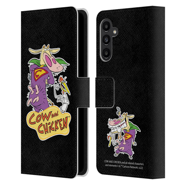 Cow and Chicken Graphics Super Cow Leather Book Wallet Case Cover For Samsung Galaxy A13 5G (2021)
