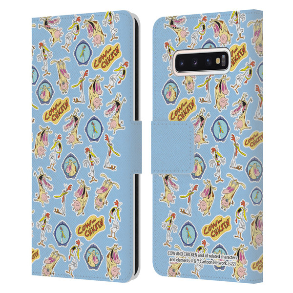 Cow and Chicken Graphics Pattern Leather Book Wallet Case Cover For Samsung Galaxy S10