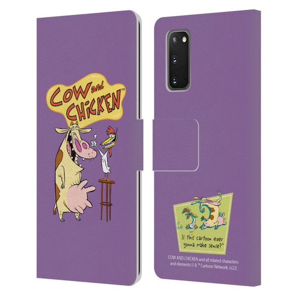 Cow and Chicken Graphics Character Art Leather Book Wallet Case Cover For Samsung Galaxy S20 / S20 5G