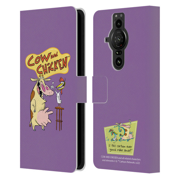 Cow and Chicken Graphics Character Art Leather Book Wallet Case Cover For Sony Xperia Pro-I