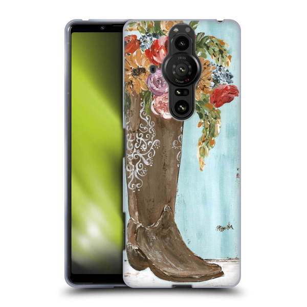 Haley Bush Floral Painting Boot Soft Gel Case for Sony Xperia Pro-I