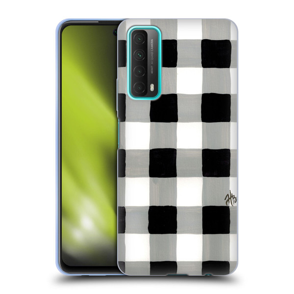 Haley Bush Pattern Painting Abstract Navy Gold White Soft Gel Case for Huawei P Smart (2021)