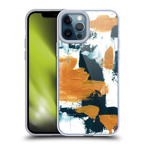 Haley Bush Pattern Painting Abstract Navy Gold White Soft Gel Case for Apple iPhone 12 Pro Max