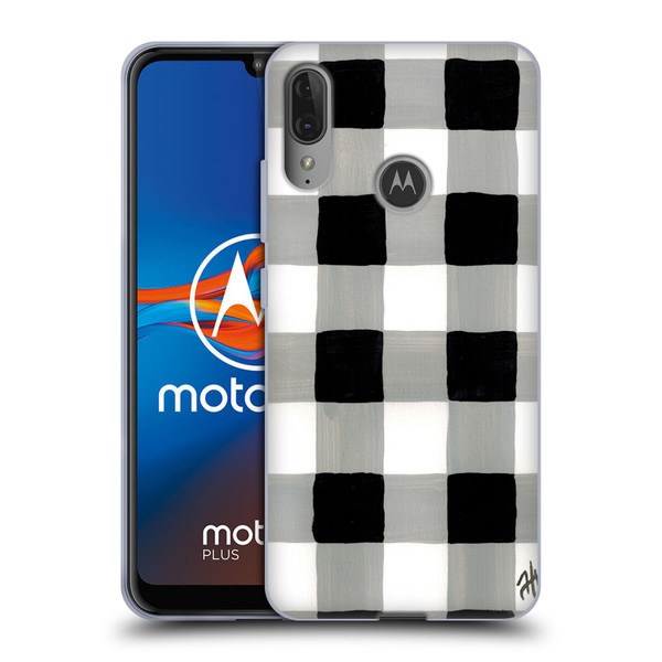 Haley Bush Pattern Painting Buffalo Check Black Soft Gel Case for Motorola Moto E6 Plus
