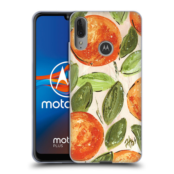 Haley Bush Pattern Painting Orange Splash Soft Gel Case for Motorola Moto E6 Plus