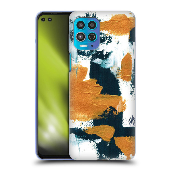 Haley Bush Pattern Painting Abstract Navy Gold White Soft Gel Case for Motorola Moto G100