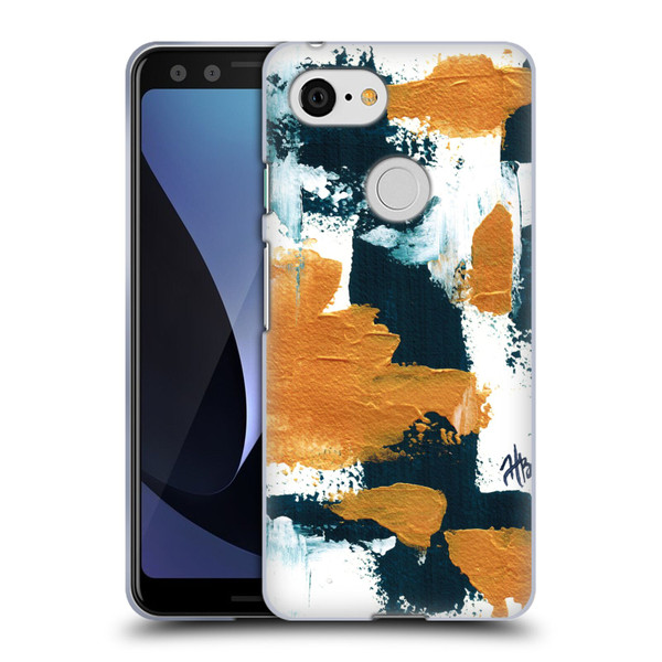 Haley Bush Pattern Painting Abstract Navy Gold White Soft Gel Case for Google Pixel 3