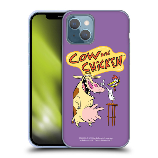 Cow and Chicken Graphics Character Art Soft Gel Case for Apple iPhone 13