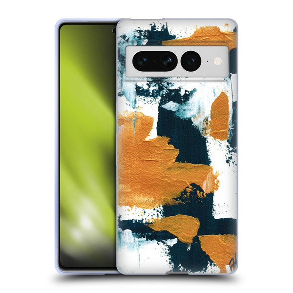 Haley Bush Pattern Painting Abstract Navy Gold White Soft Gel Case for Google Pixel 7 Pro