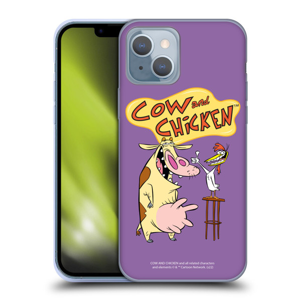 Cow and Chicken Graphics Character Art Soft Gel Case for Apple iPhone 14
