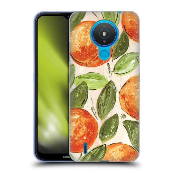 Haley Bush Pattern Painting Orange Splash Soft Gel Case for Nokia 1.4
