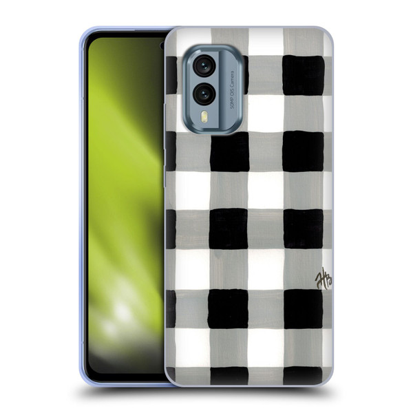 Haley Bush Pattern Painting Buffalo Check Black Soft Gel Case for Nokia X30