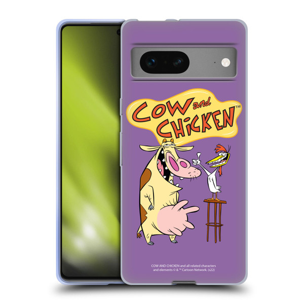 Cow and Chicken Graphics Character Art Soft Gel Case for Google Pixel 7