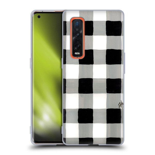 Haley Bush Pattern Painting Buffalo Check Black Soft Gel Case for OPPO Find X2 Pro 5G